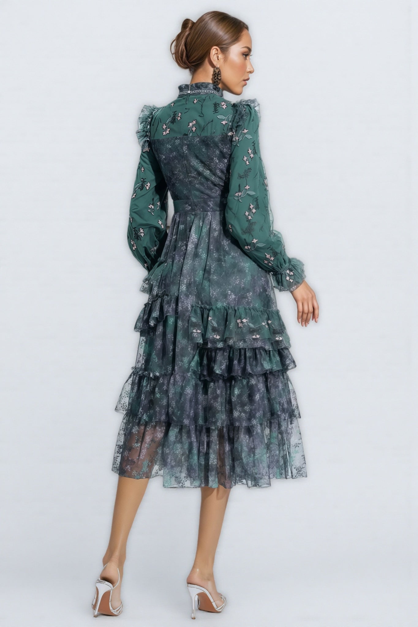Fagaro Green Mesh Midi Dress