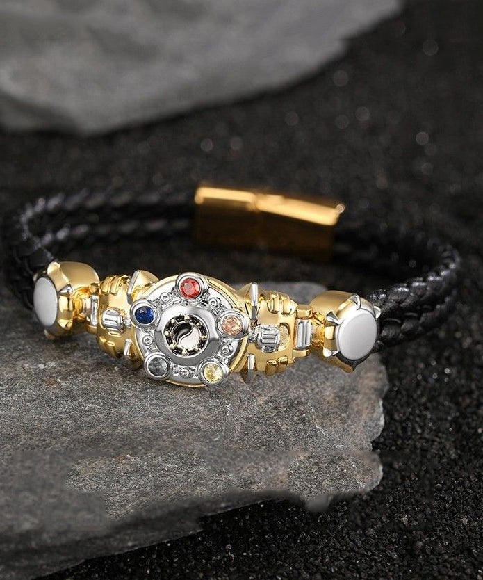Gold Stainless Steel Alloy Zircon Armored Warrior Bracelet