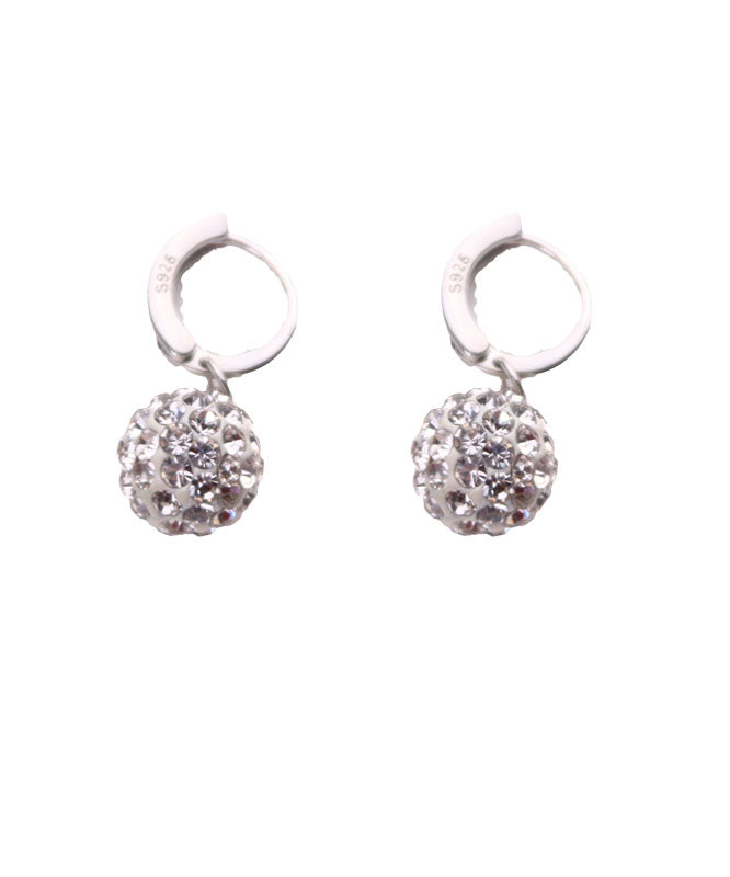 Modern Silk Silver Zircon Ball Drop Earrings Tw1035