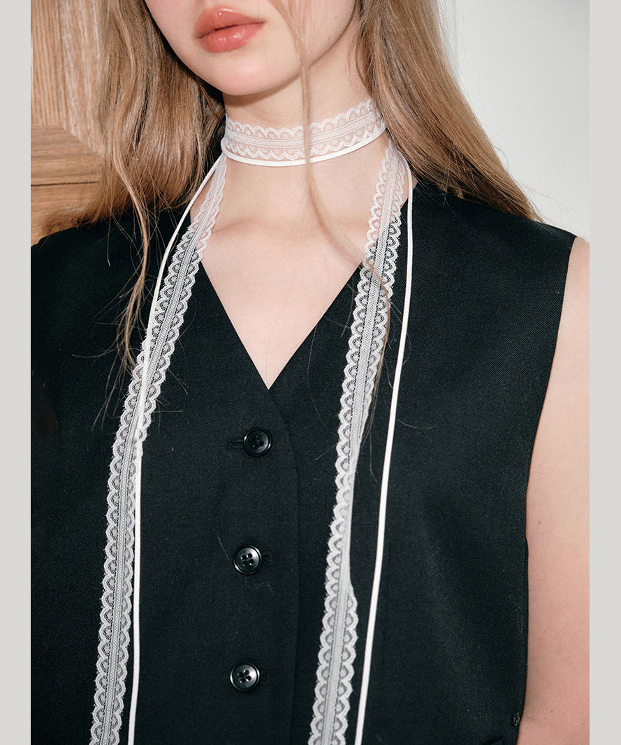 Modern White Lace Hollowed Out Scarves Necklace Yr009