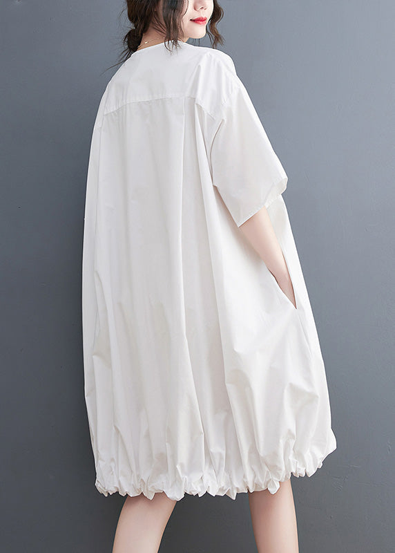 Modern Yellow V Neck Wrinkled Button Maxi Dresses Short Sleeve Ac2059