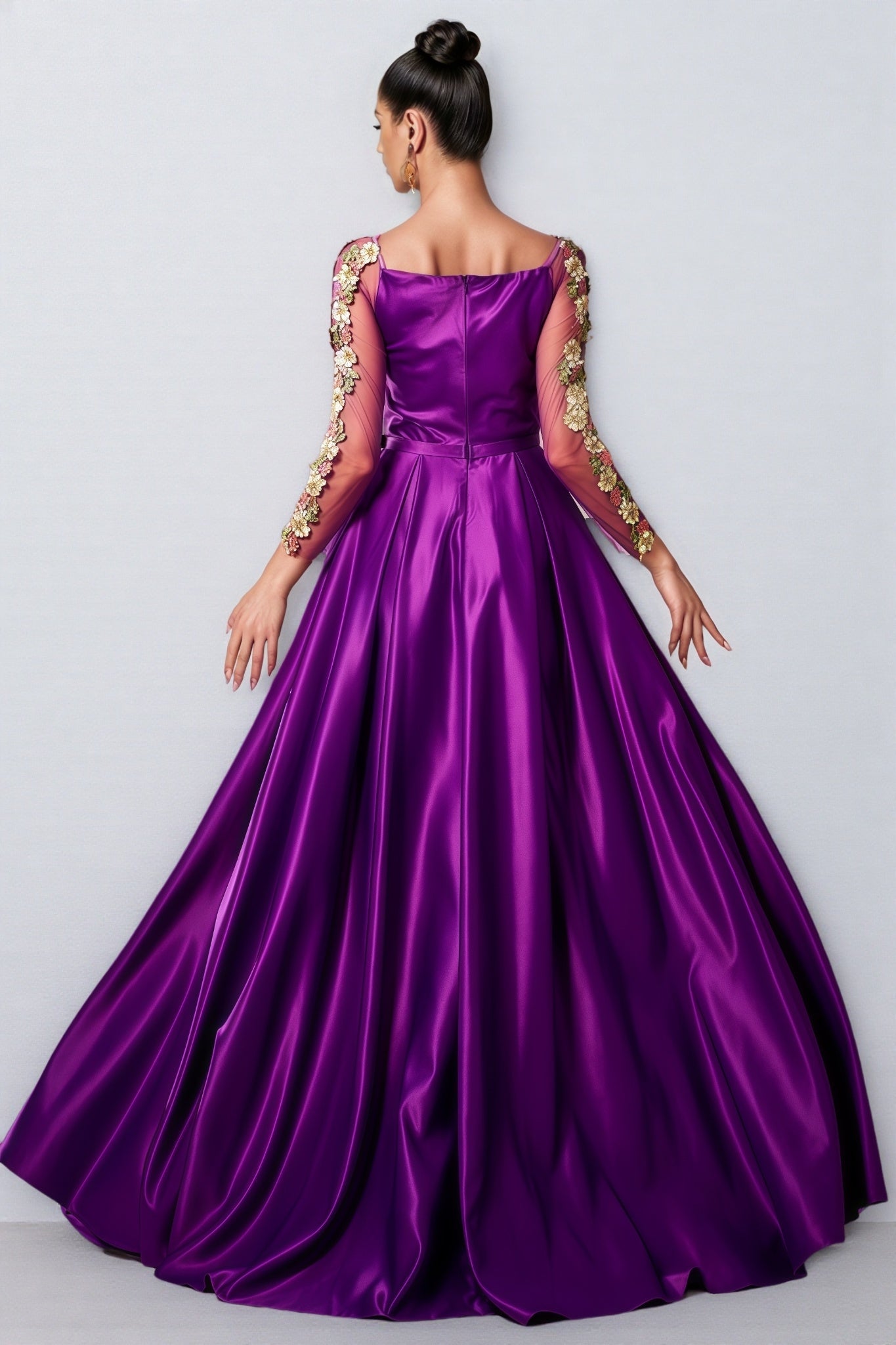 Eira Long Sleeve Applique Maxi Dress