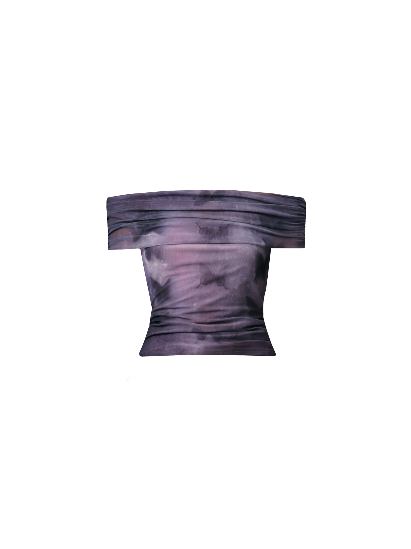 Tie-dye Off-shoulder Crop Top - Purple Ombre Ruched Bandeau Blouse