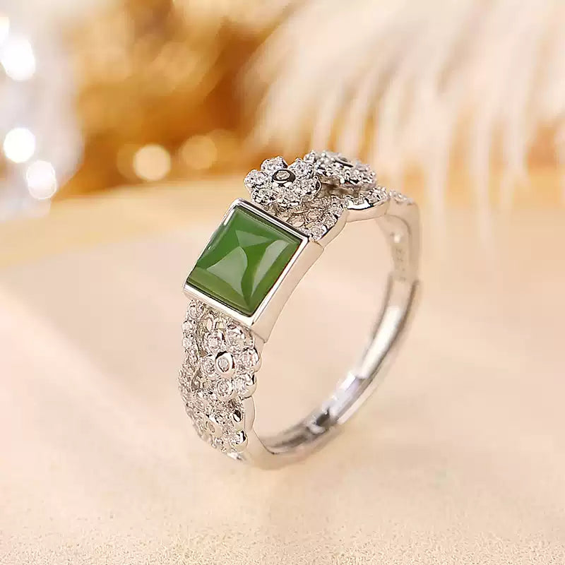 Square Jade Gemstone Ring