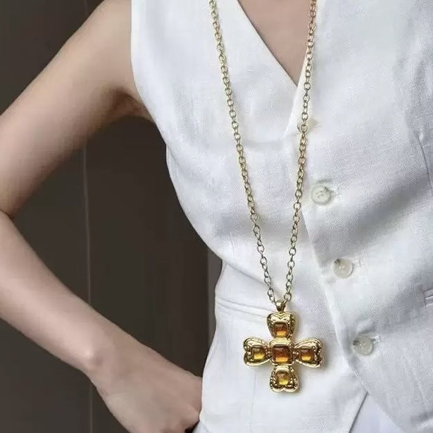 Karmella Retro Cross Necklace