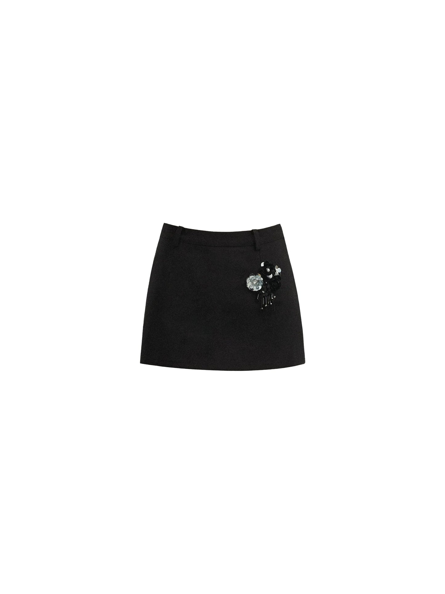 Contrast Ensemble: Crystal-embellished Tweed Mini Skirt & Victorian Ruffle Blouse Set