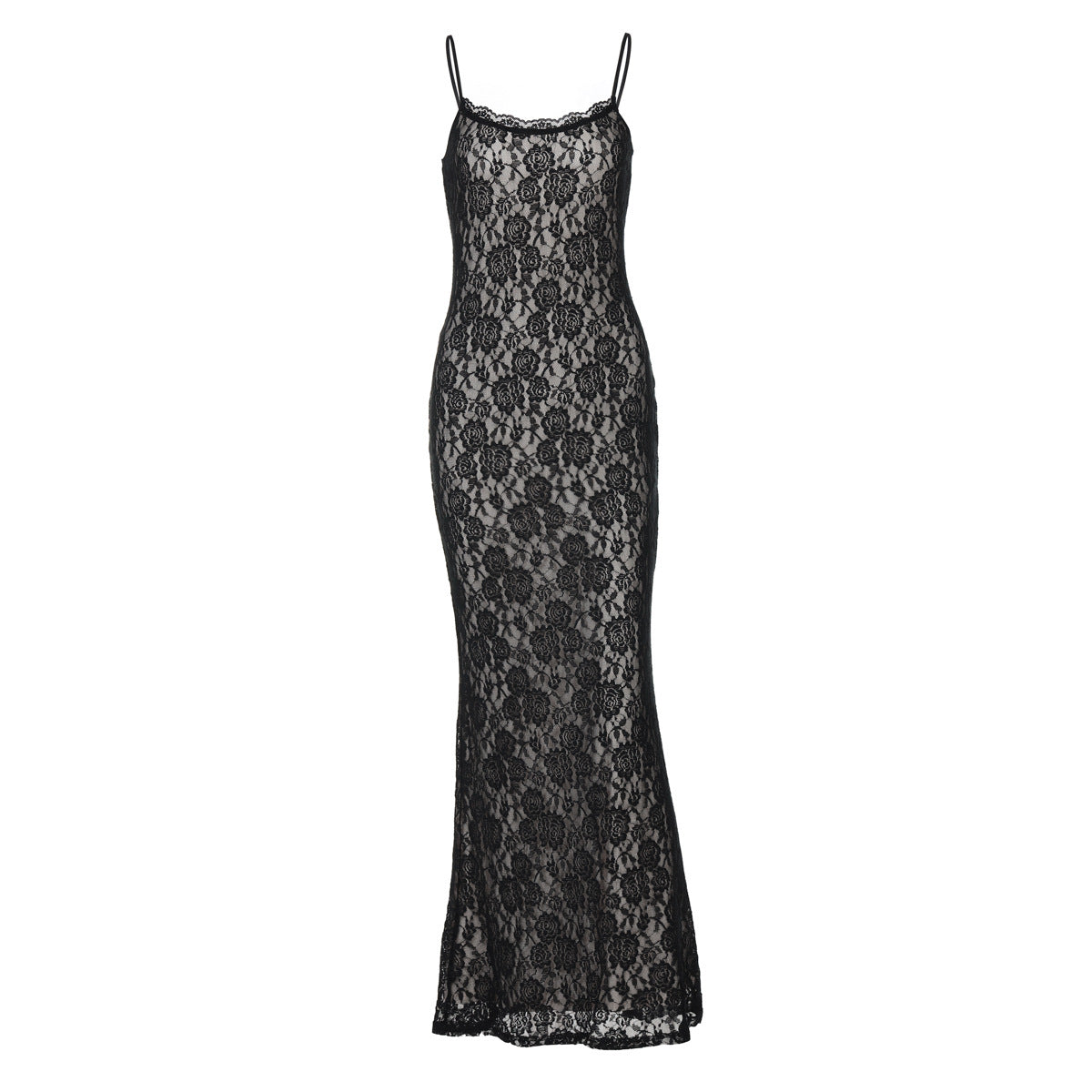 Summer Clothing Lace Stitching Maxi Dress Slim Strap Dress
