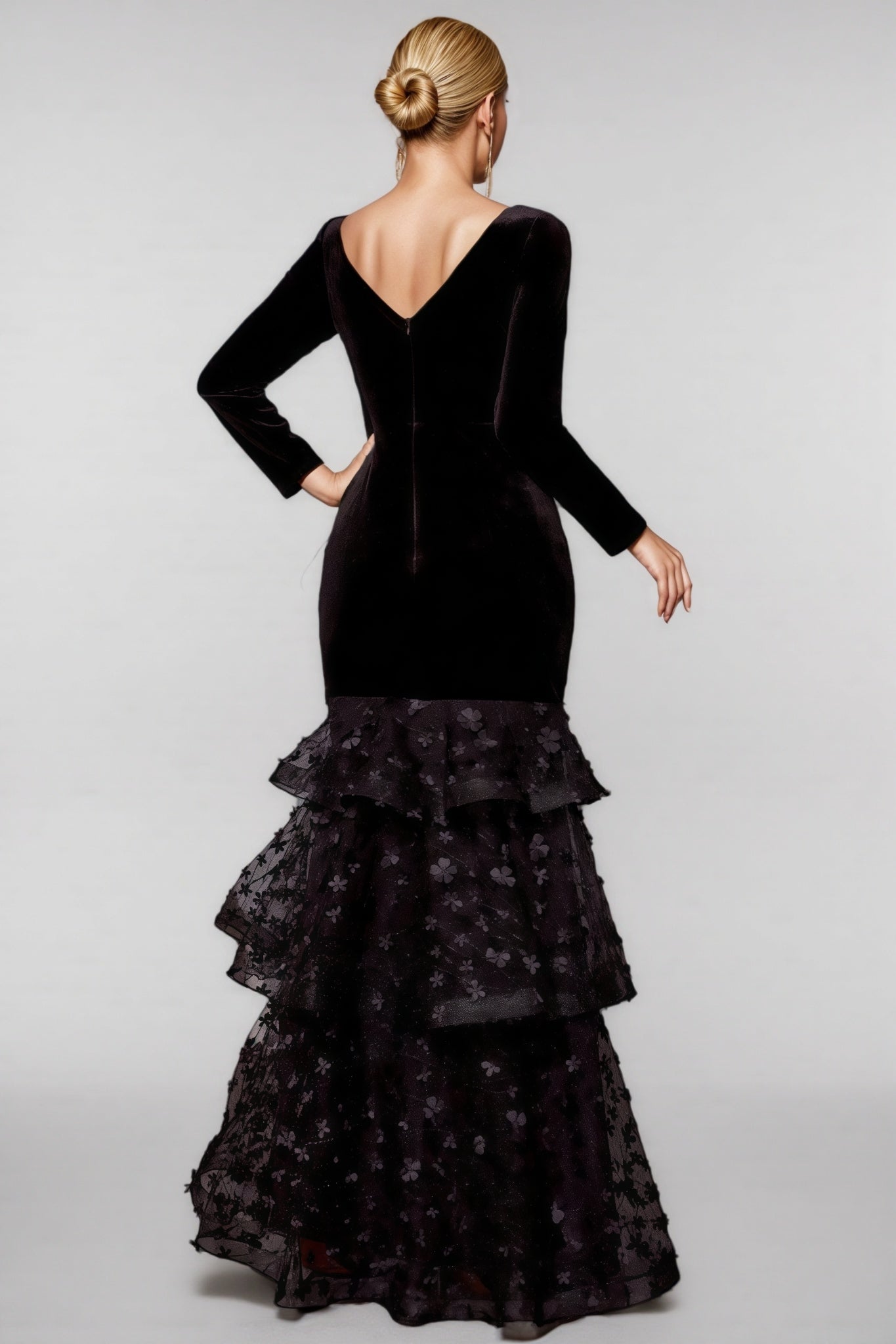 Nader Black Layered Mesh Maxi Dress