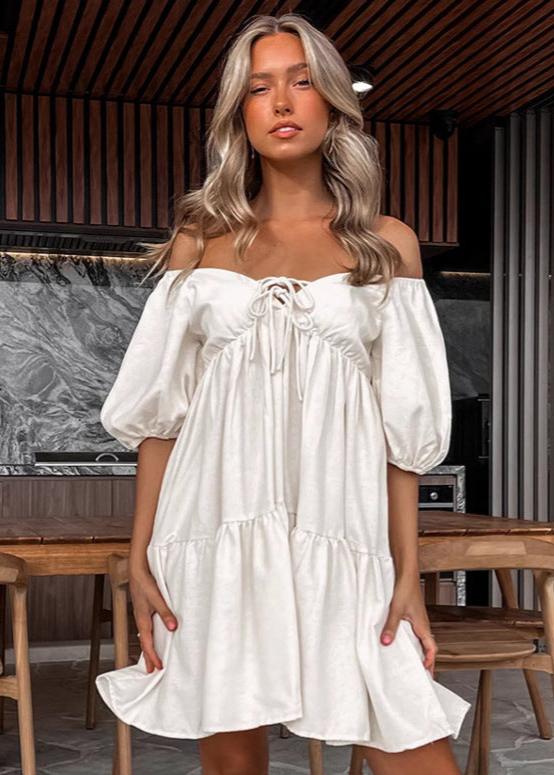 Isla - Off-shoulder Puff Sleeve Mini Dress