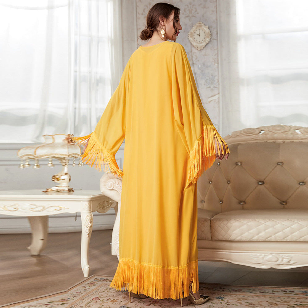Clothing Arrival Tassel Long Blouse Mesh Dress Autumn Color Suit