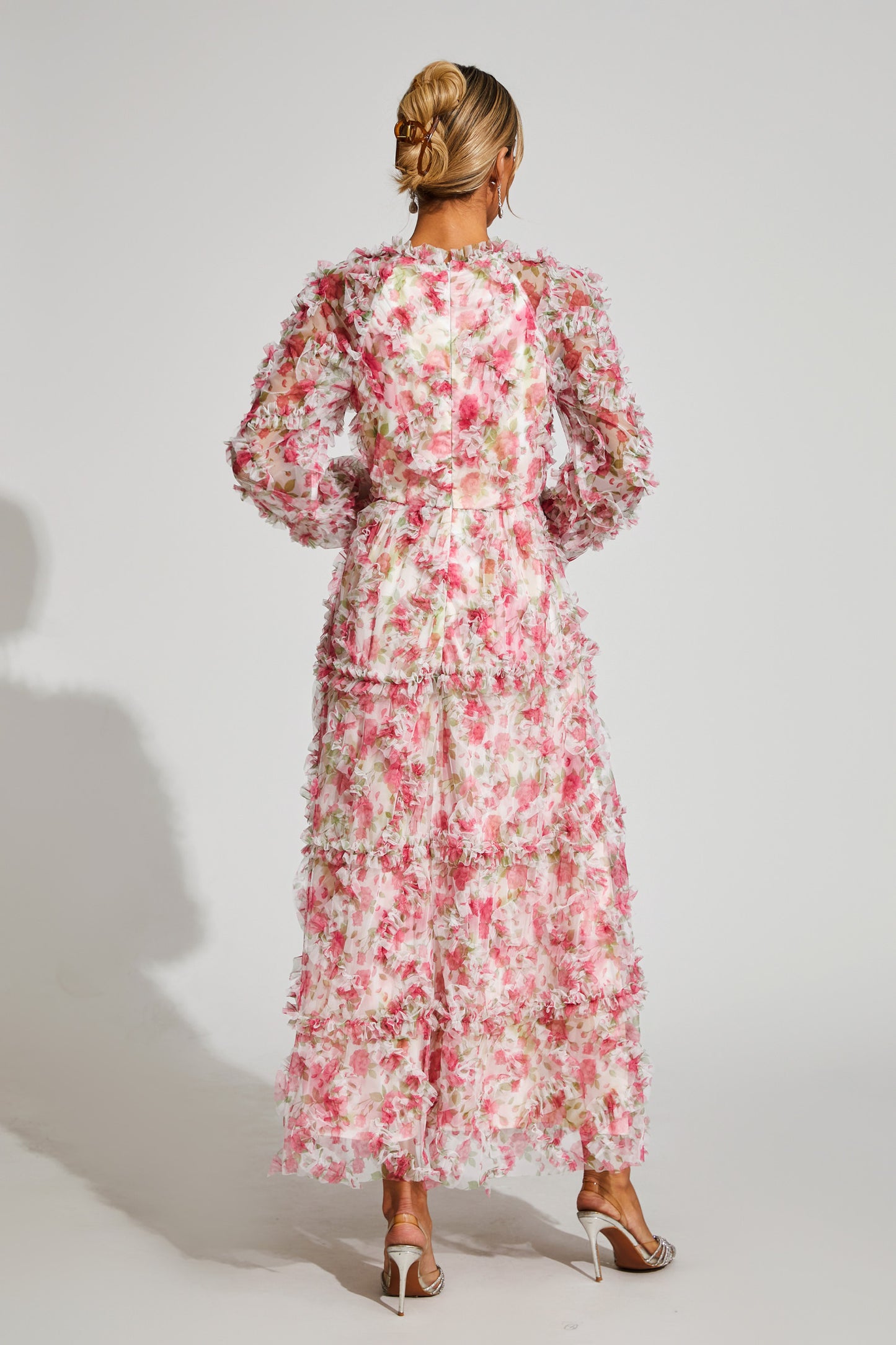 Pullan Pink Mesh Maxi Dress
