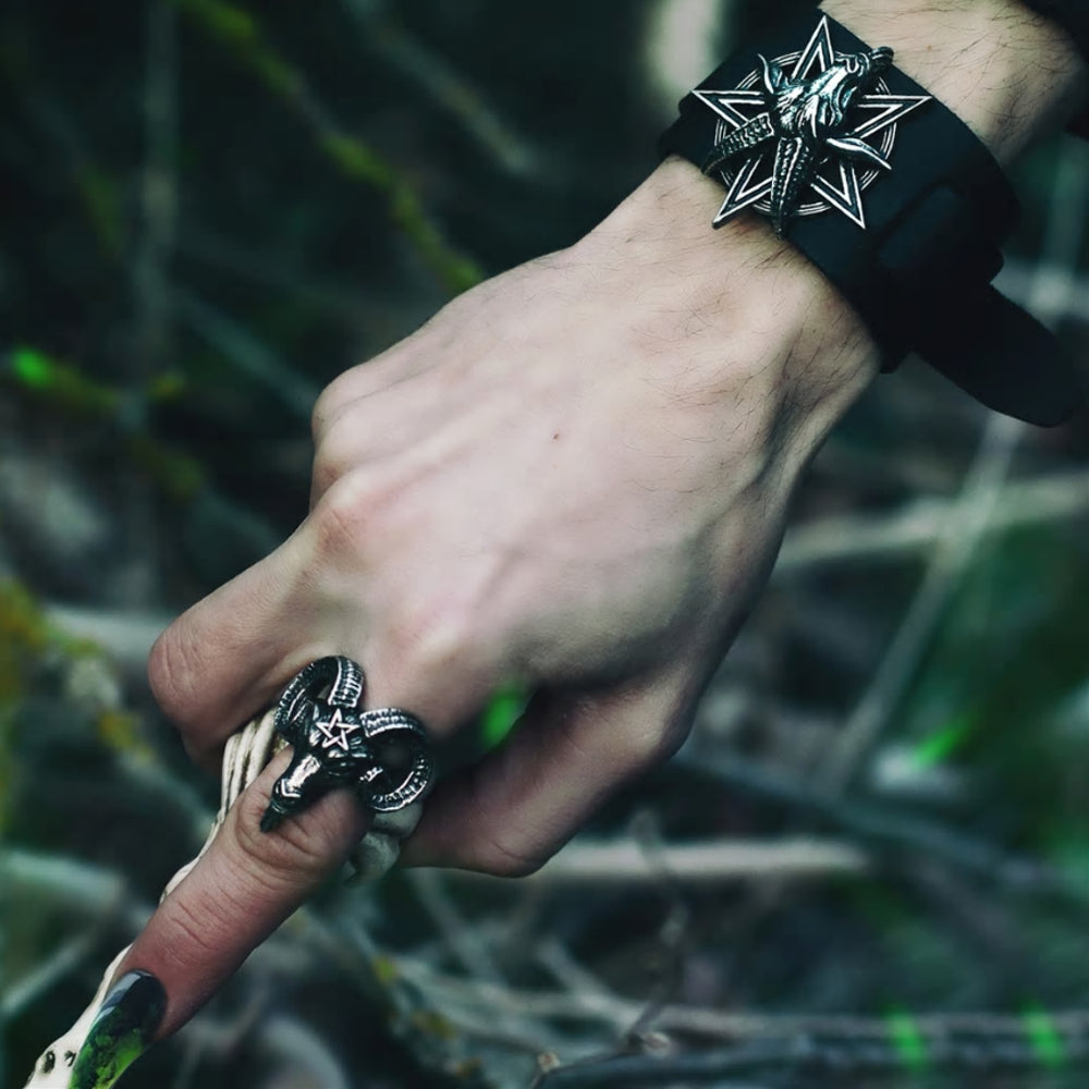Baphomet Pentagram Ring by Alchemy Gothic