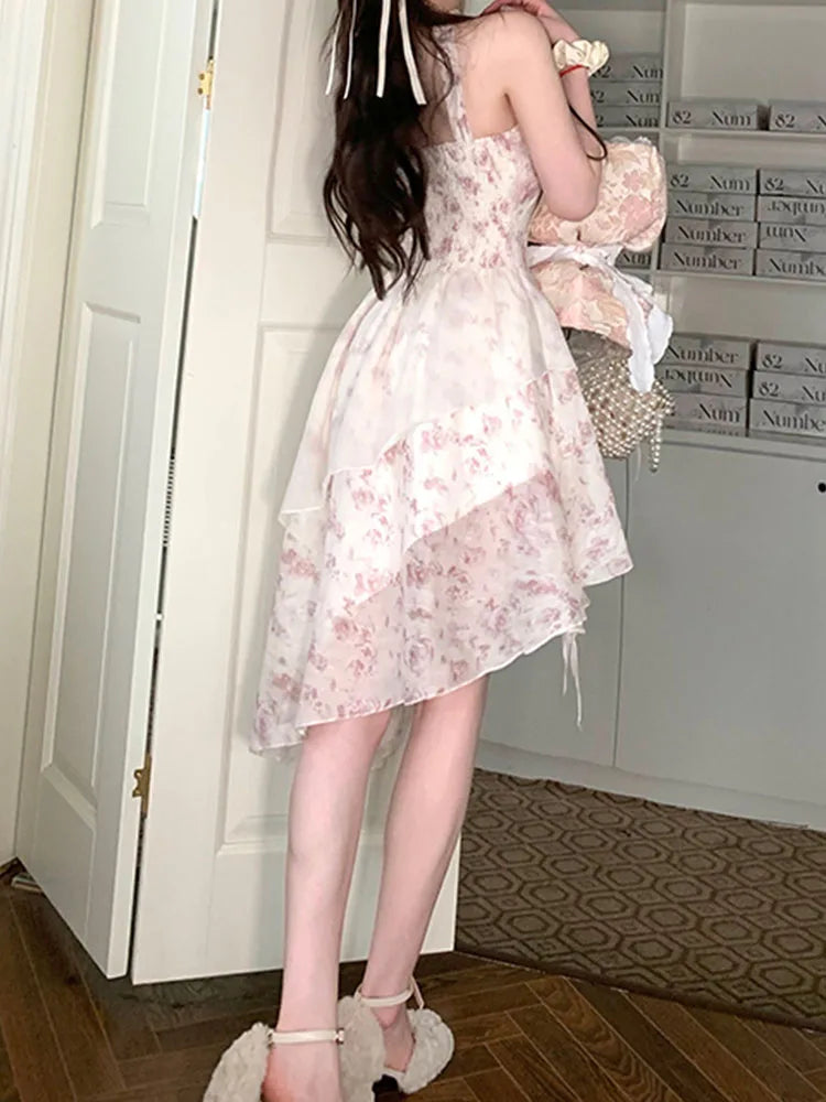 French Style Sweet for Dress New Spring Summer Party Tighten the Waist Y2k Dress Princess Mini Dress