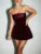 Strapless Backless Mini Dress With Zipper Off-shoulder Sleeveless A-line Bodycon Club Party Dress