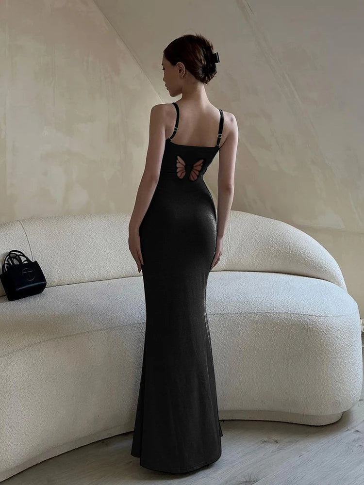 Butterfly Cutout Backless Maxi Dress