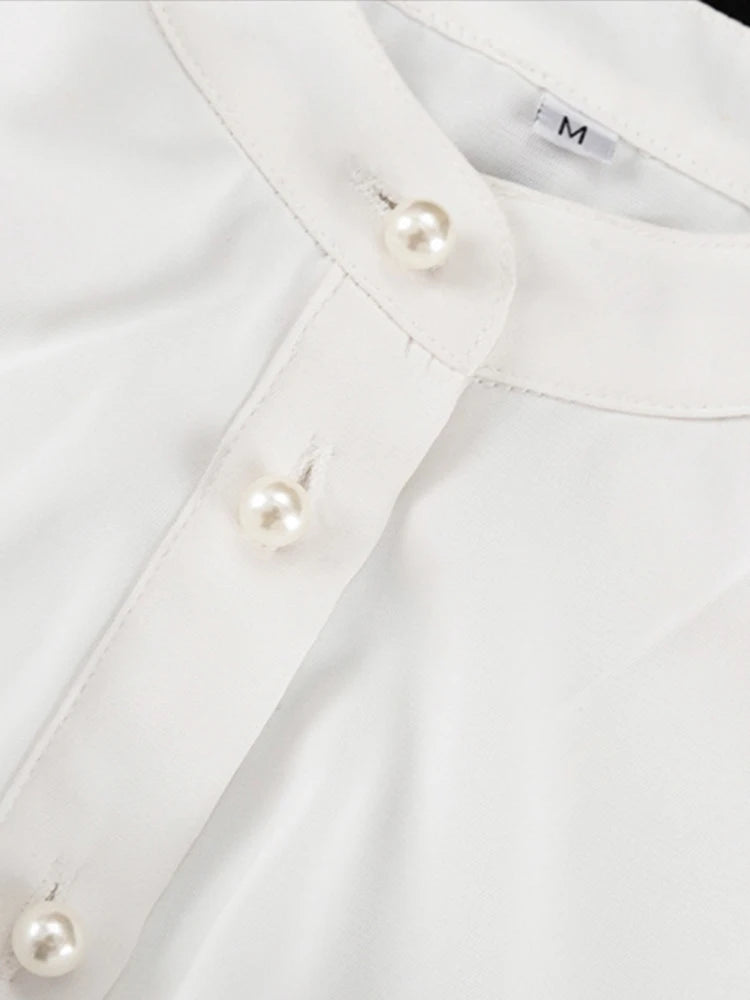 White Ruffle Halter Shirts Loose Hollow Out Single Breasted Blouses Female Autumn High Street Tops