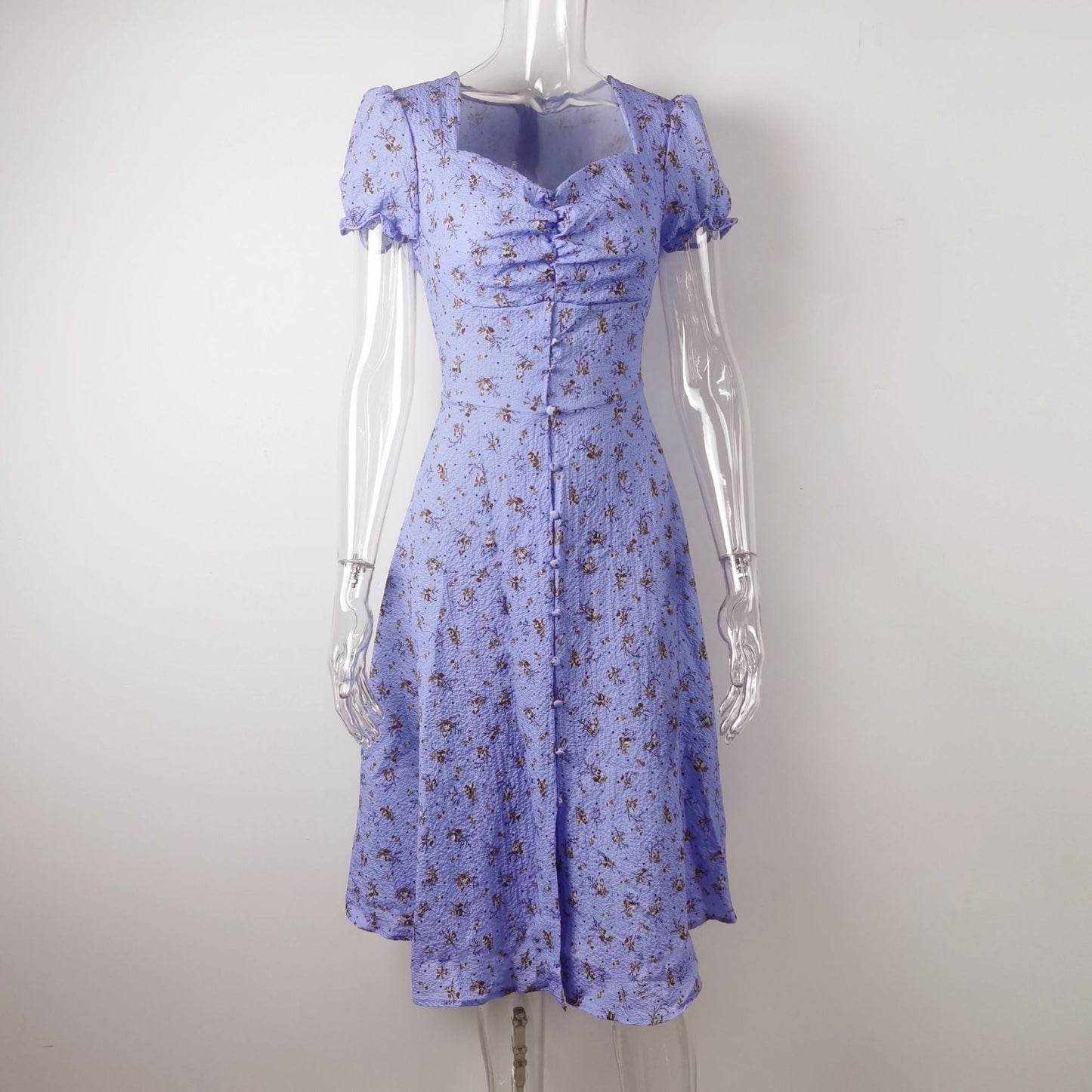 Summer Side Split Long Dress Female Beach Retro Print Sundress Vestido