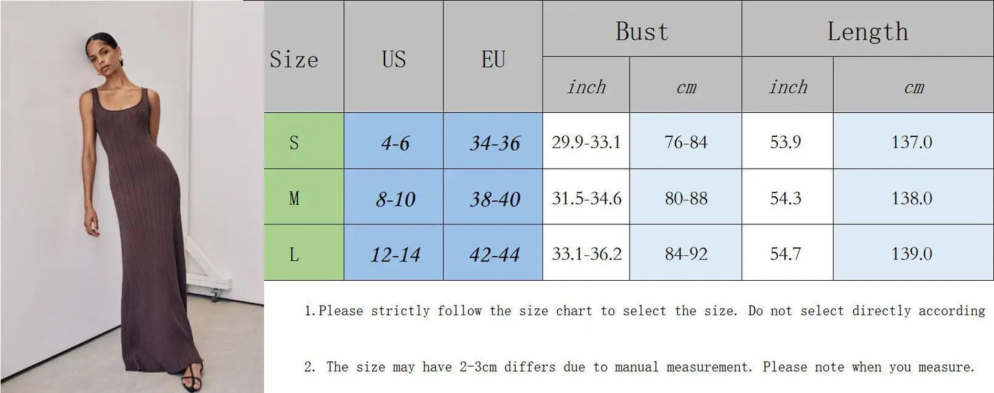 New Pit Striped Knitted Dress U Collar Sleeveless Slim Suspender Maxi Dresses Summer Holiday Vestidos