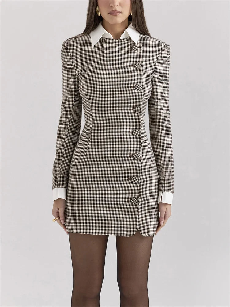 Contrast Lapel Cardigan Mini Dress