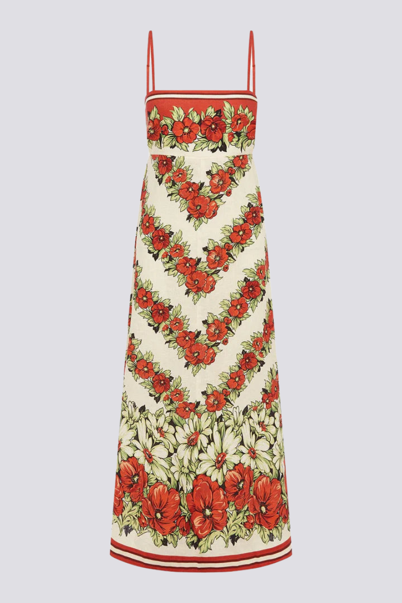 Tristane Spaghetti Maxi Dress in Red