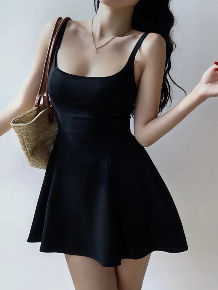 Mini Dress New Summer French Style Spaghetti Strap A-line Backless Vocation Beach Style Y2k Club Prom Vestidos