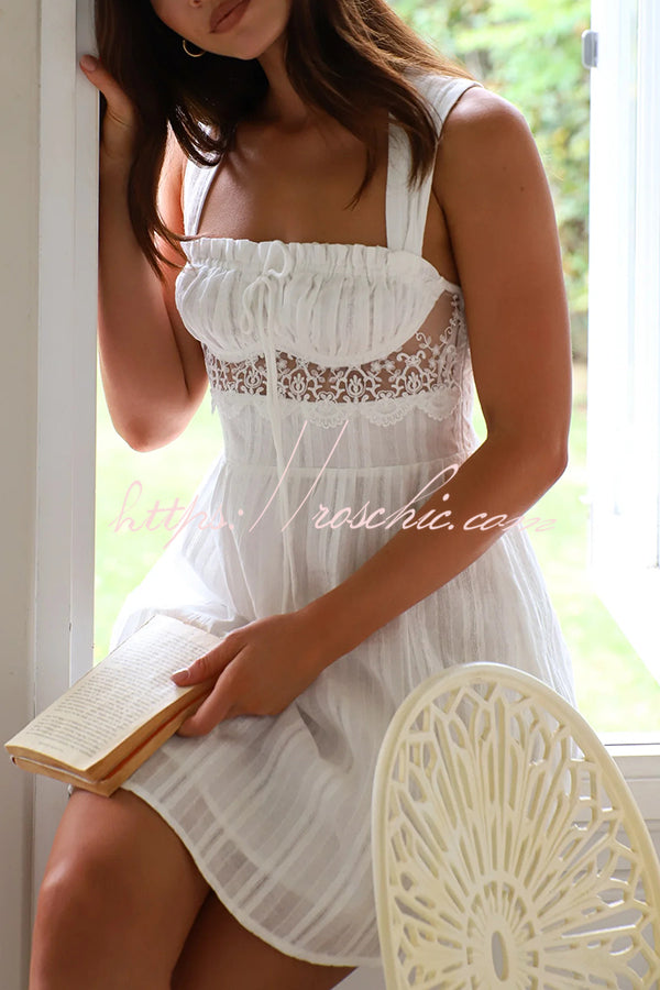 Style Suspender Hollow Stitching Lace Up Mini Dress