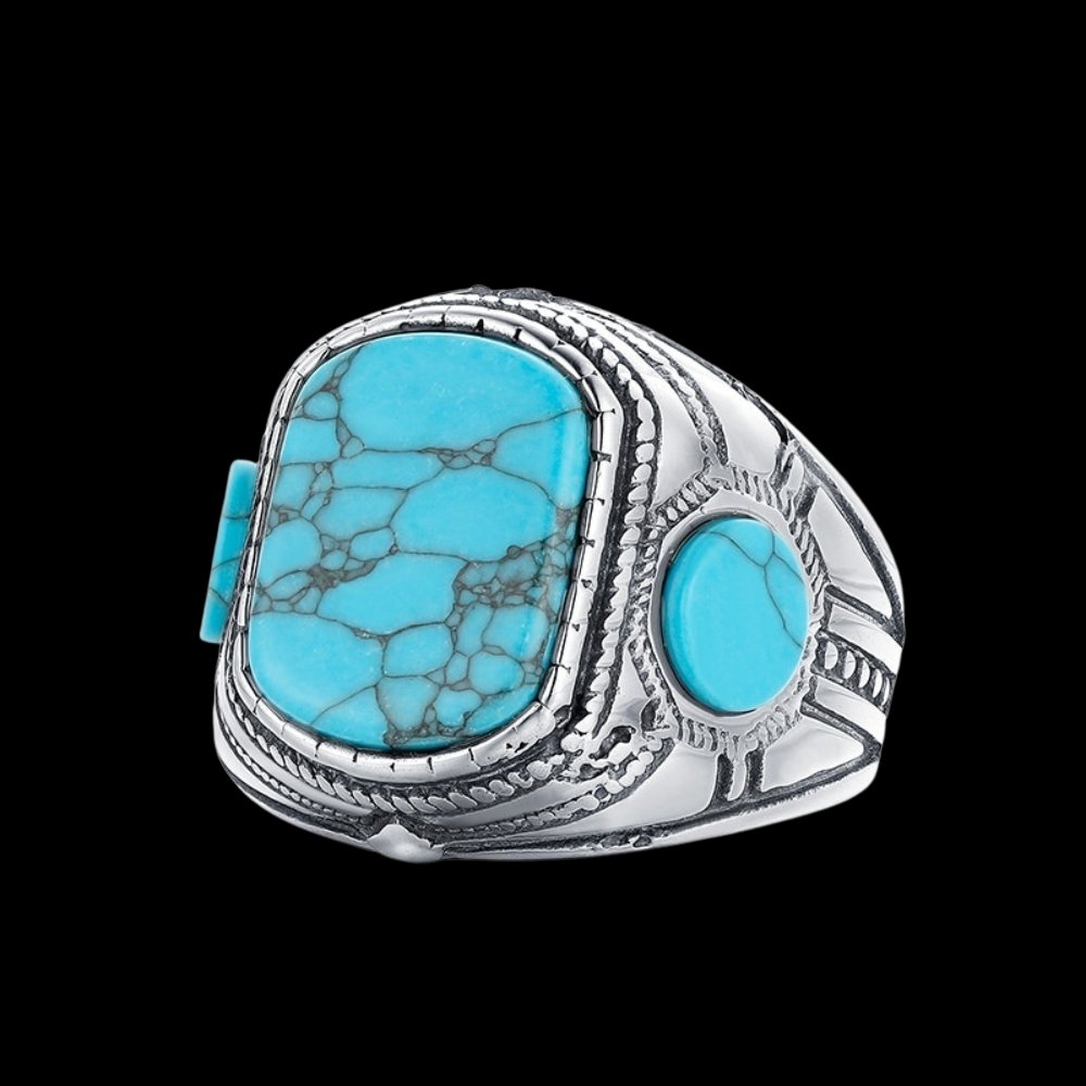 Antique Blue Marble Stone Ring