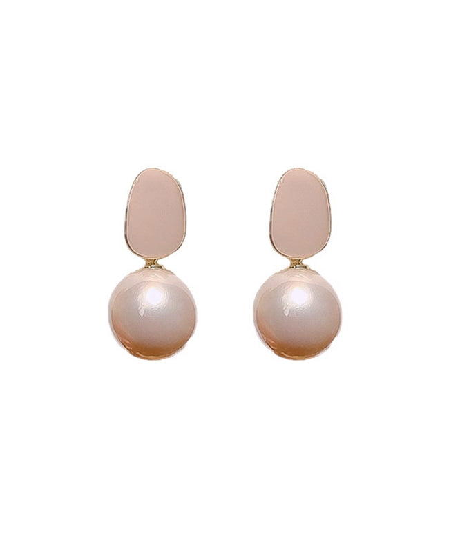 Diy Light Pink Sterling Silver Alloy Pearl Drop Earrings