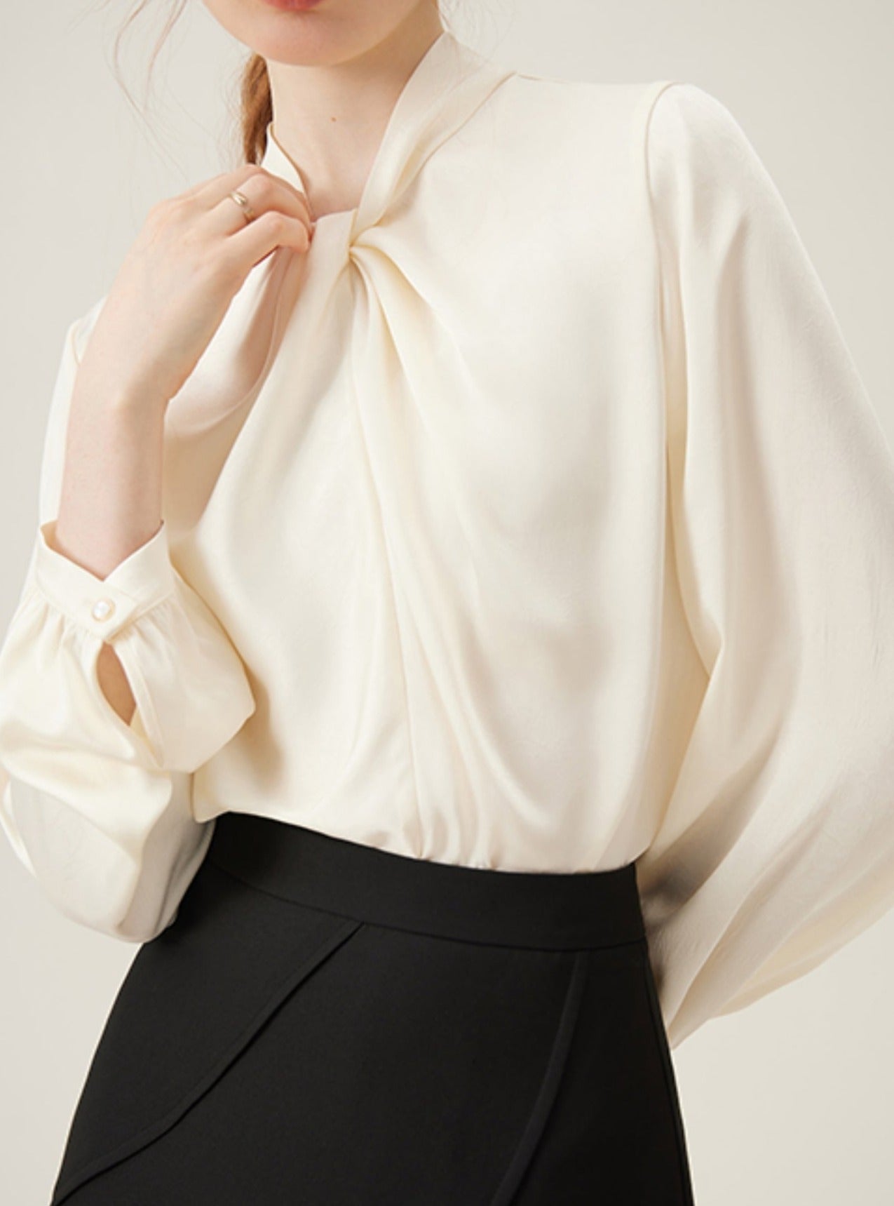 Tie-neck Long Sleeve Blouse