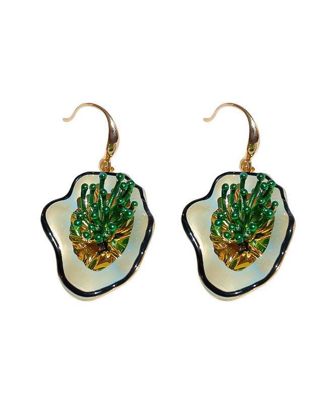Green Copper Dropping Glaze Drop Earrings