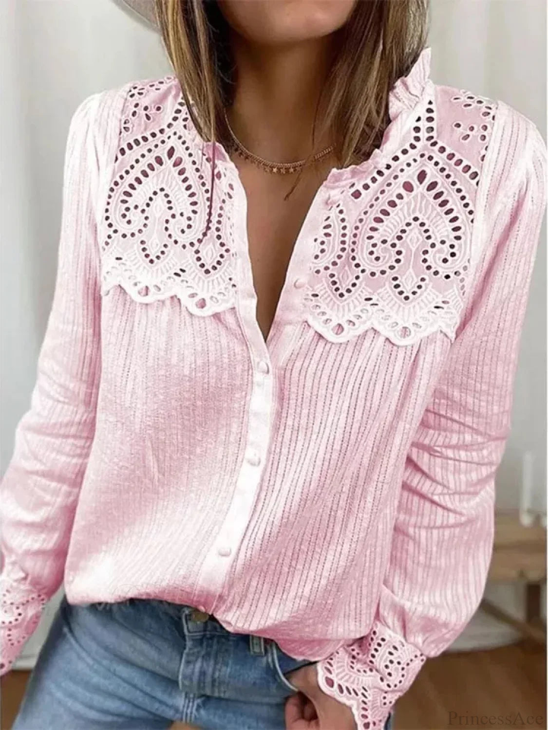 Lace O-neck Loose Blouse