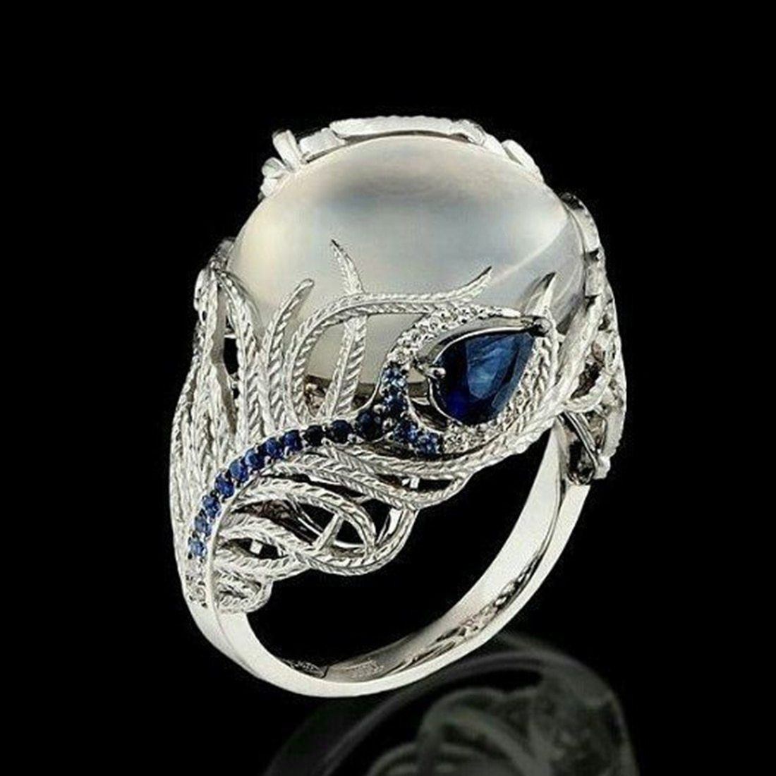 Classy Feather Opal Ring