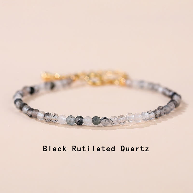 Clear Quartz Bracelet With Strawberry Quartz & Healing Crystals