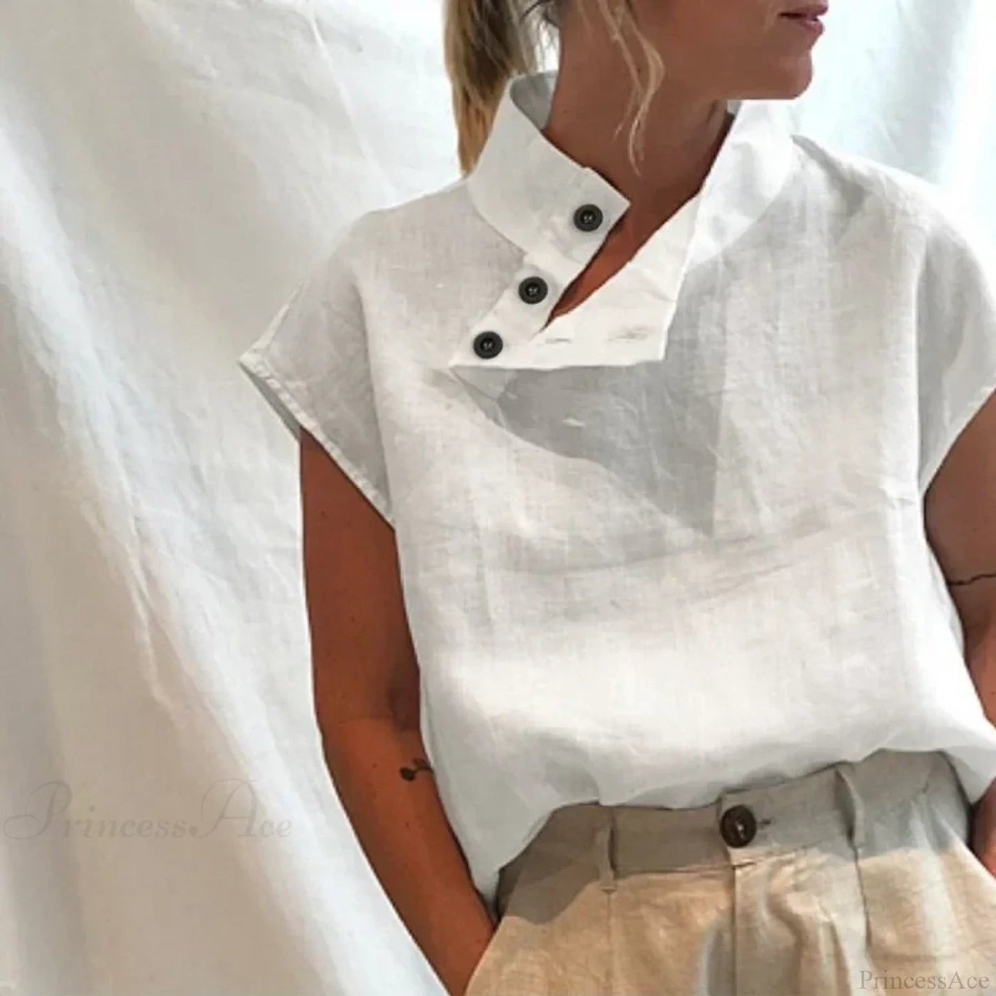 Cotton Loose White Blouse Summer Blouse