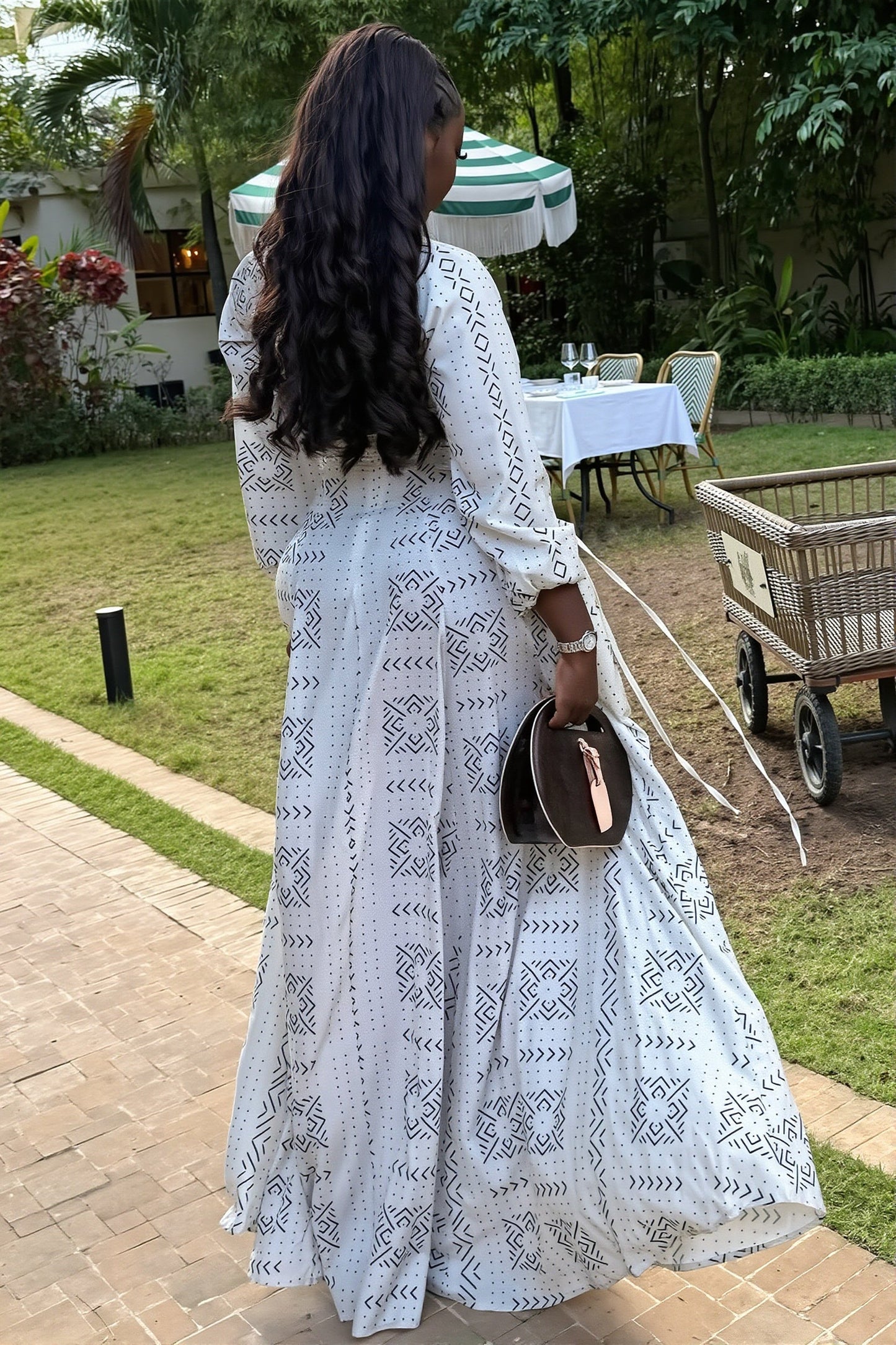 Stand Collar Button Maxi Dress