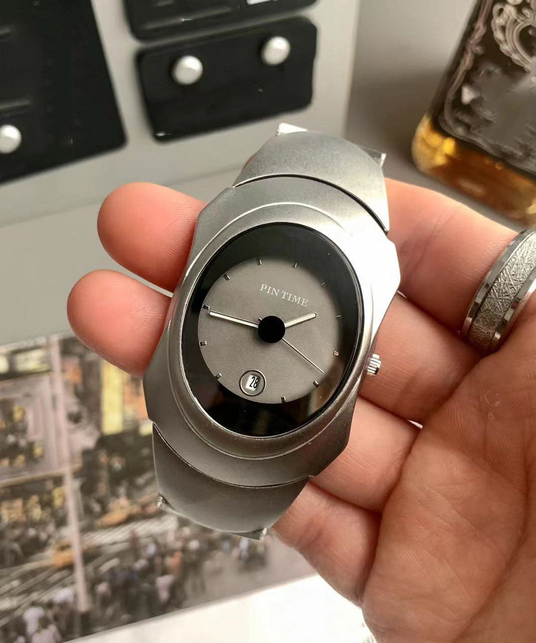 Green Stainless Steel Quartz Movement Square Watches