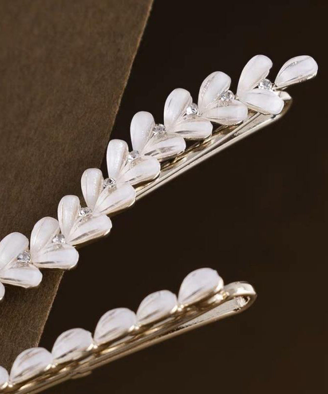 Brief White Alloy Zircon Olive Leaf Two-piece Set Hairpin