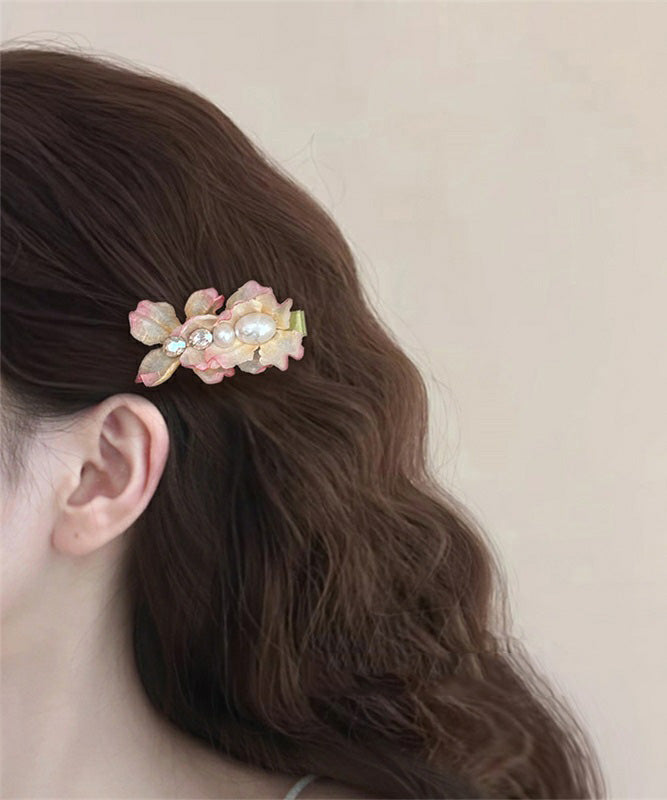 Pink Cloth Acrylic Alloy Zircon Hairpin