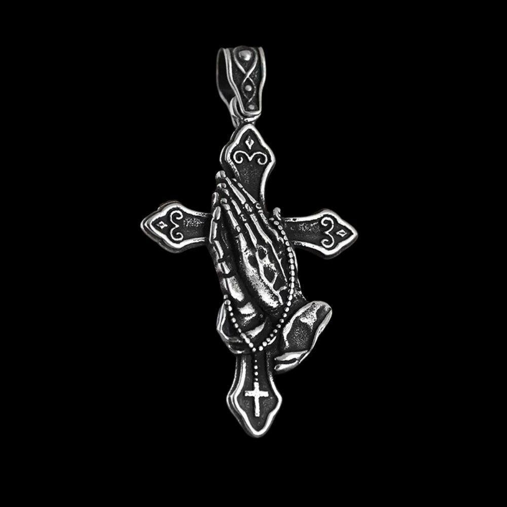 Hands of Prayer Cross Pendant