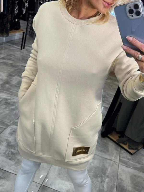 Round Neck Long Sleeve Sweater Dress