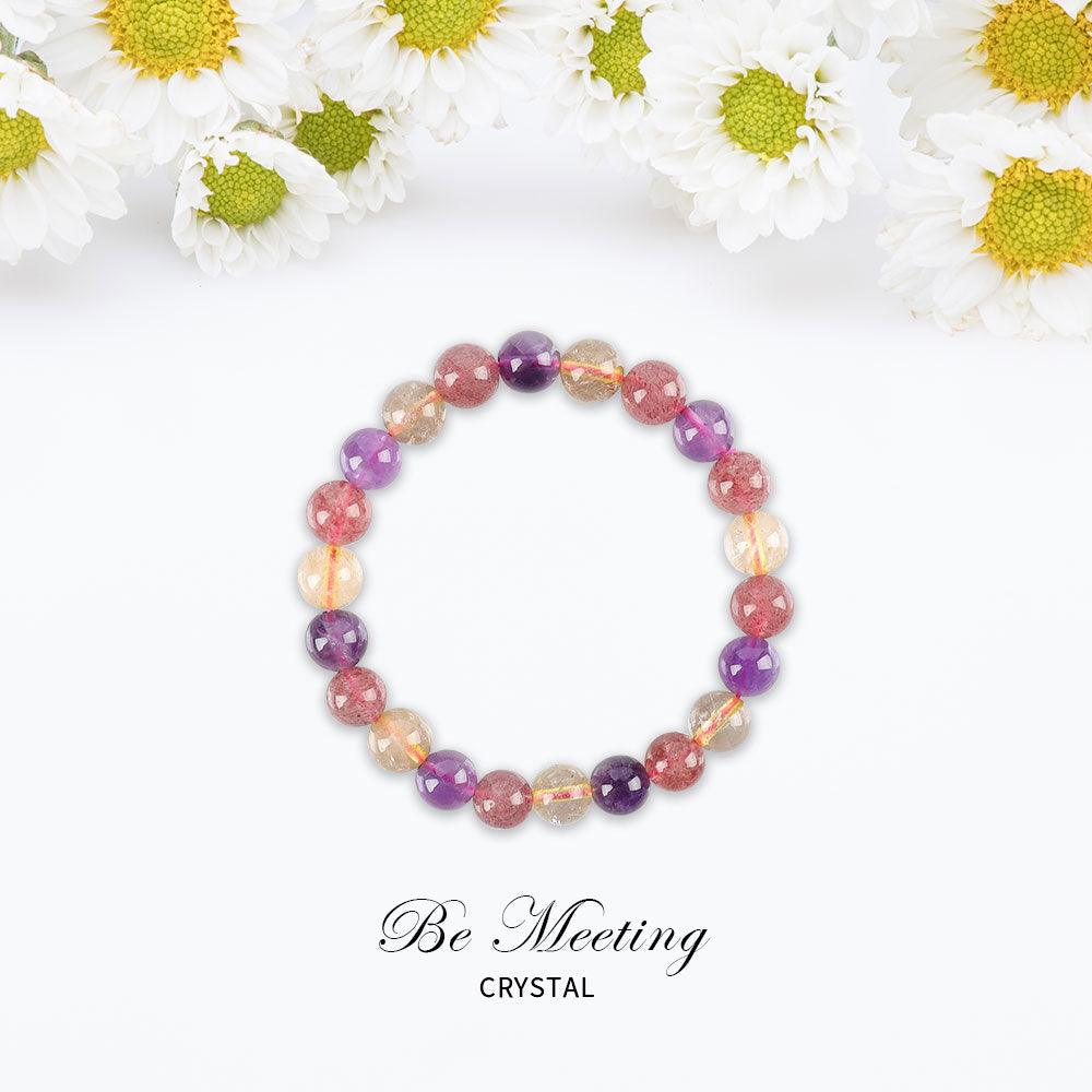 Mixed Quartz Crystal Bracelet 8mm-9mm Energy Healing Jewelry