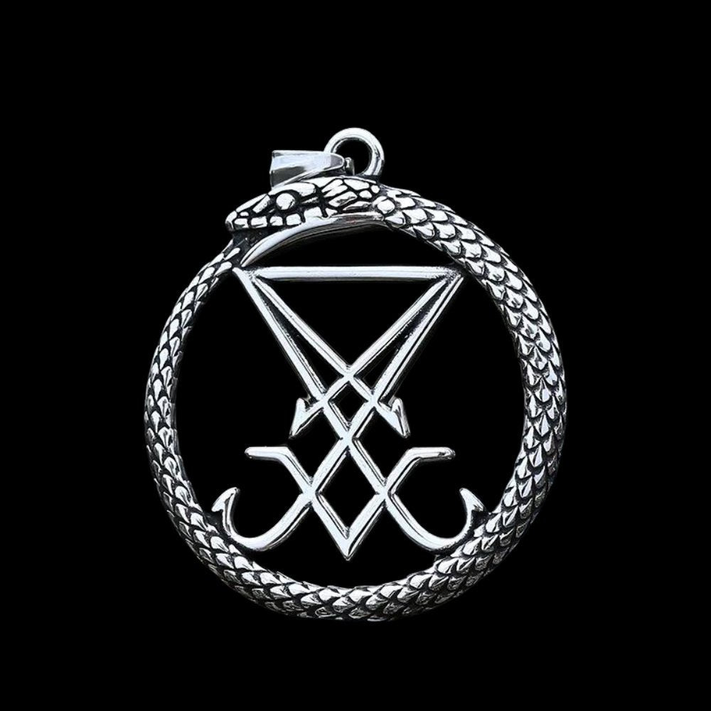 Ouroboros Sigil of Lucifer Snake Pendant