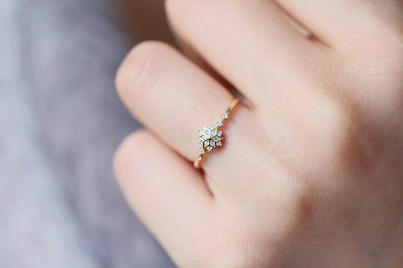 14k Gold Sterling Silver Snowflake Ring