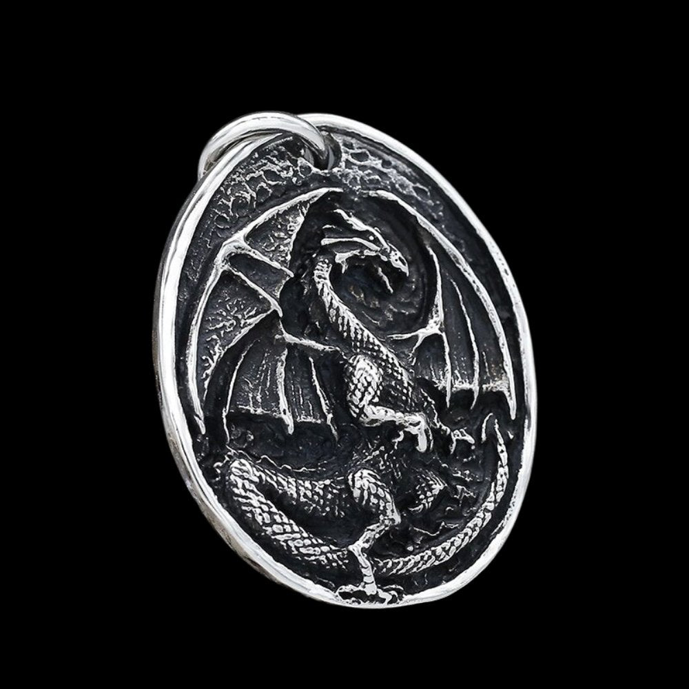 Retro Dragon Round Pendant
