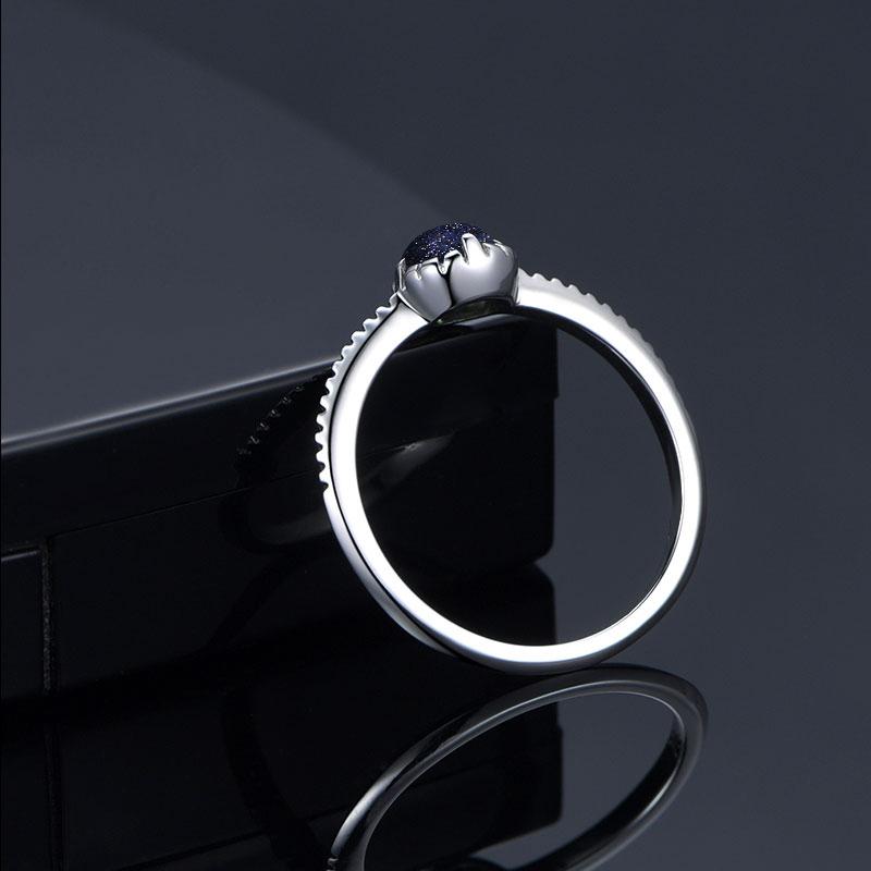 Cosmic Blue Sandstone Silver Ring