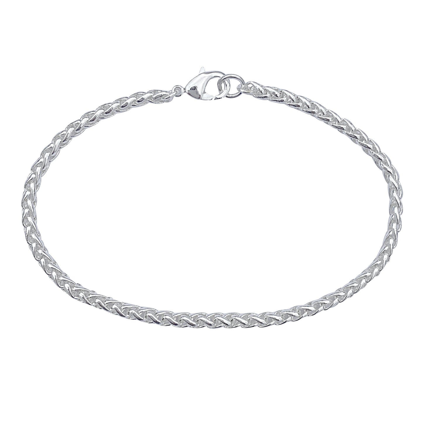 Silver 3.2mm Thick Ponytail/foxtail/wheat Weave Chain Bracelet
