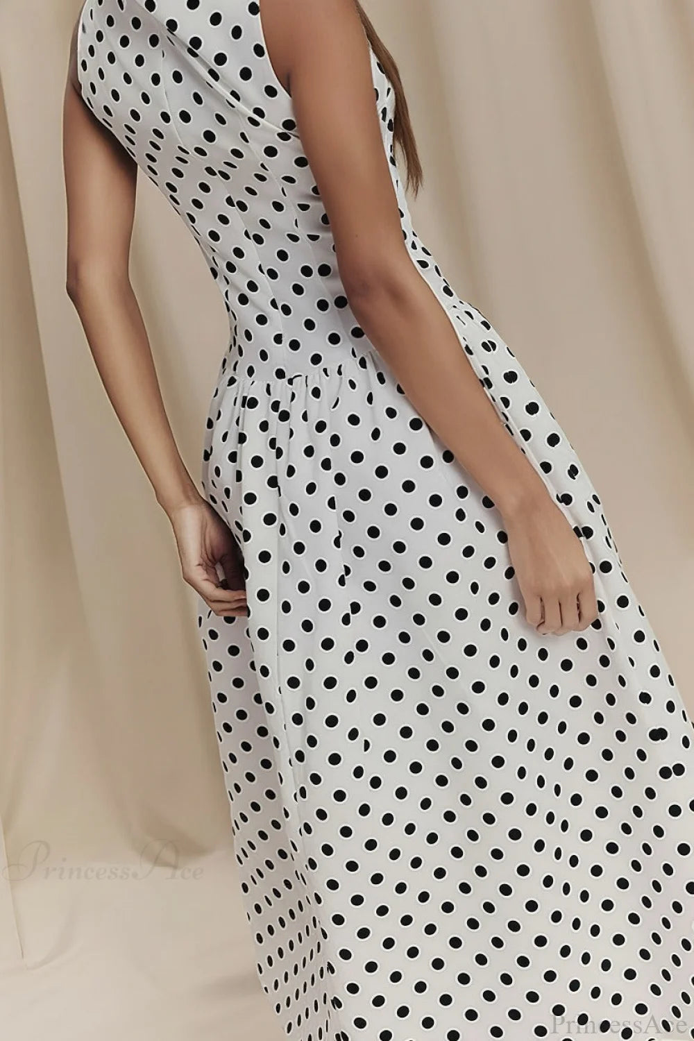 Sleeveless Polka Dot Maxi Dress