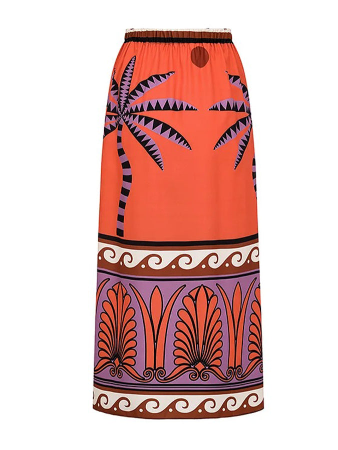 Off Shoulder Printed One Piece Swimsuit and Skirt