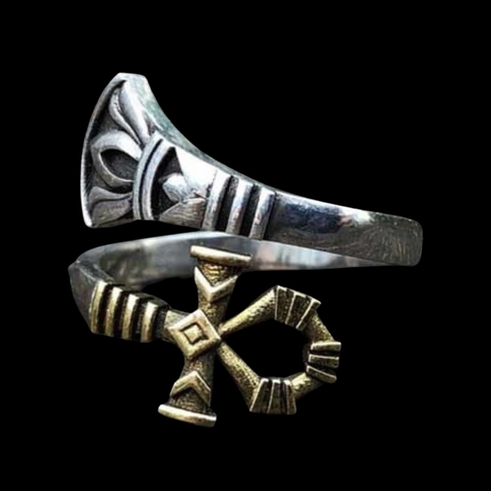 Two Tone Egypt Ankh Cross Ring