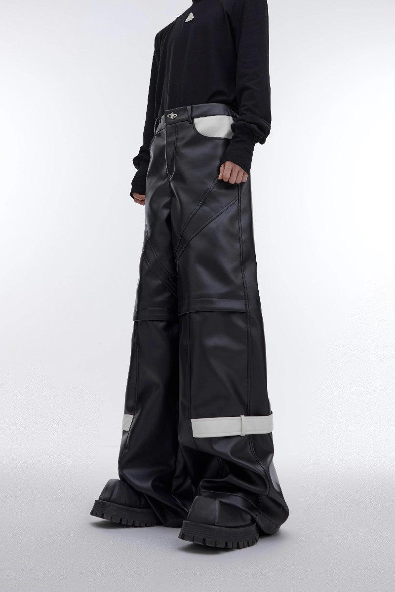 Strap Detail Vegan Leather Pants
